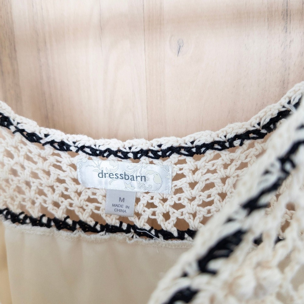 Womens Lace Crochet Top Medium White Floral Boho Cottage Romantic Feminine - Picture 6 of 8